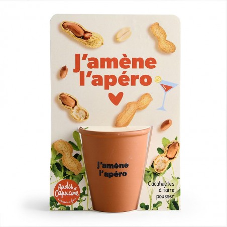 Kit jardinage message drôle "J'amène l'apéro" - cacahuètes