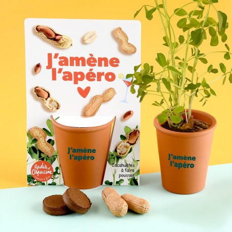Kit jardinage message drôle "J'amène l'apéro" - cacahuètes