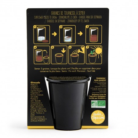 Kit de culture pot black 6 cm - Tournesol