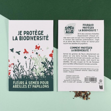 Enveloppe 100 x 150 mm Je protège la biodiversité - Semer pour agir