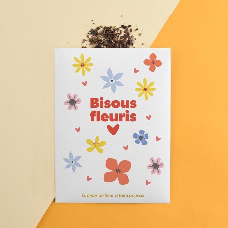 Sachet message 11x16 - Bisous fleuris (Cosmos)