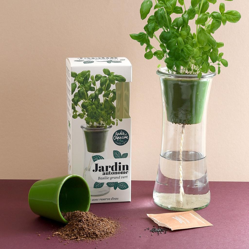 Kit de Jardin Autonome Bio - Basilic Grand Vert | Radis et Capucine